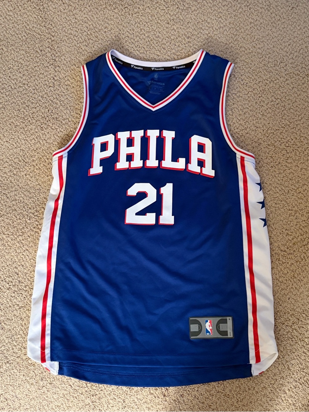 FANATICS NBA PHILADELPHIA 76ERS #21 JOEL EMBIID JERSEY SIXERS SZ S BLUE